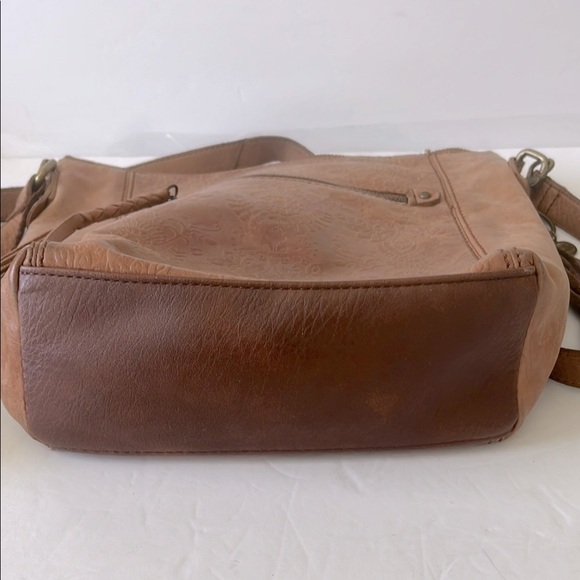 The Sak Womens Brown Leather Crossbody Bag Satchel Boho Distressed Purse Handbag - Picture 3 of 7